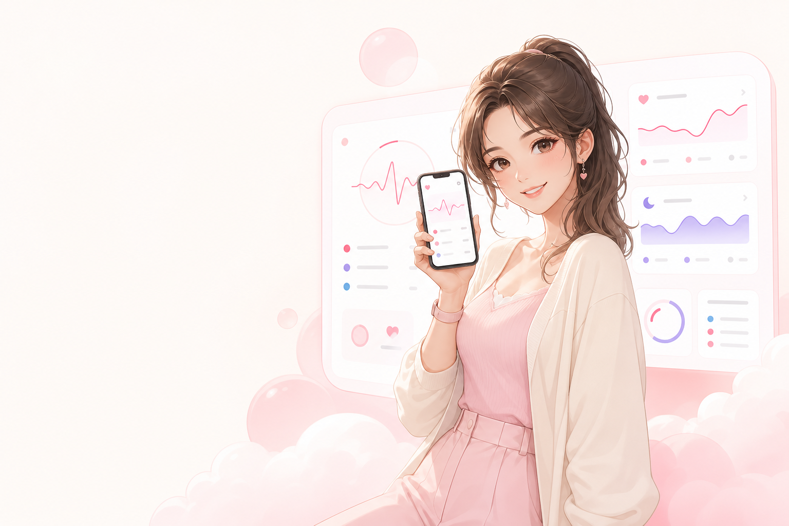 泡芙云健康数据 App 与原创产品引导角色