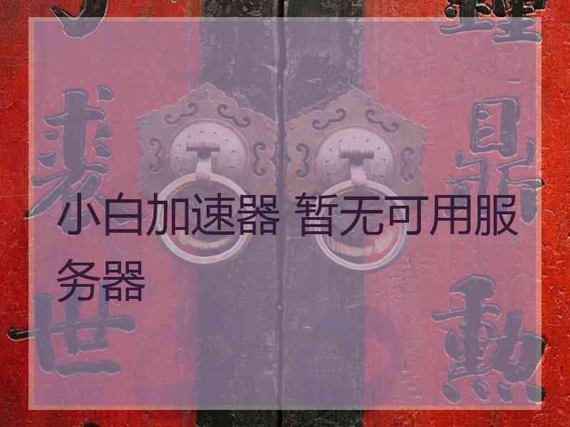 小白加速器 暂无可用服务器