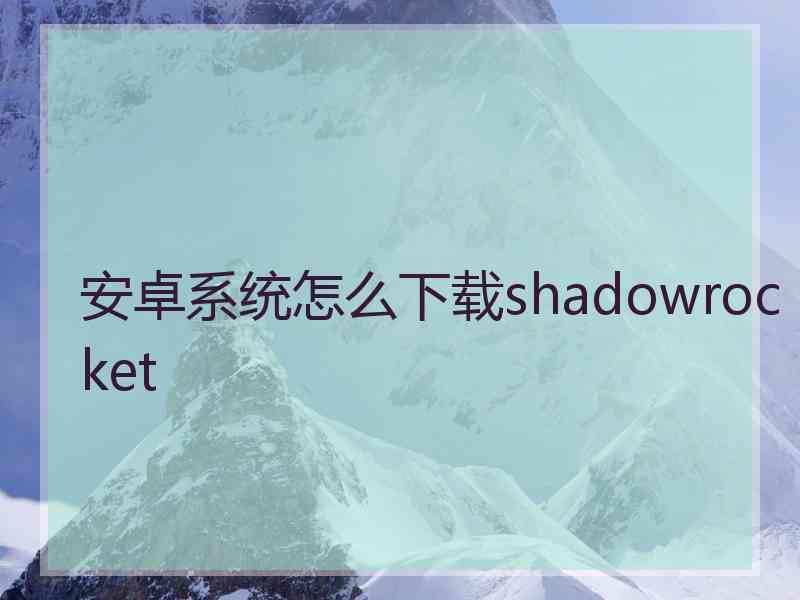 安卓系统怎么下载shadowrocket