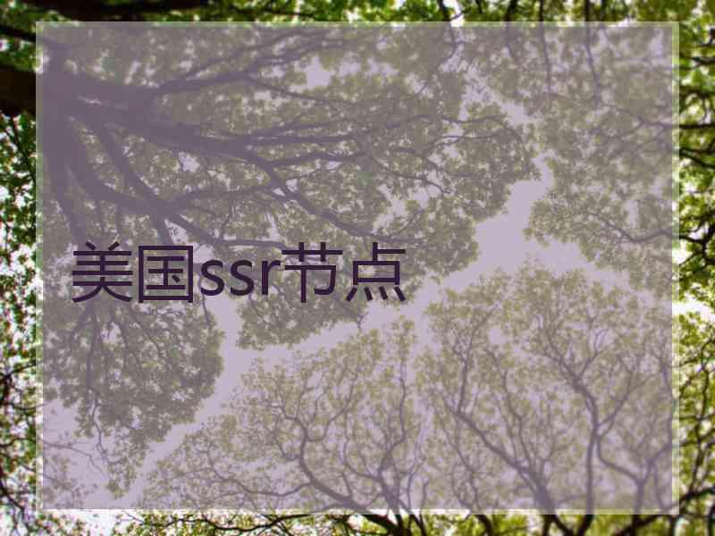 美国ssr节点