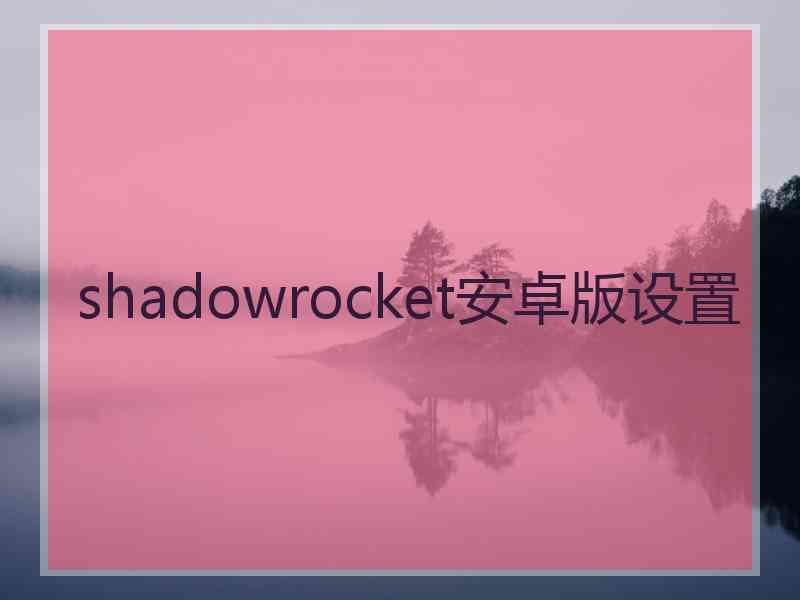 shadowrocket安卓版设置
