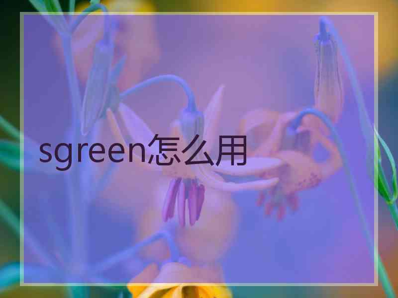 sgreen怎么用