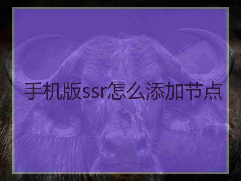 手机版ssr怎么添加节点