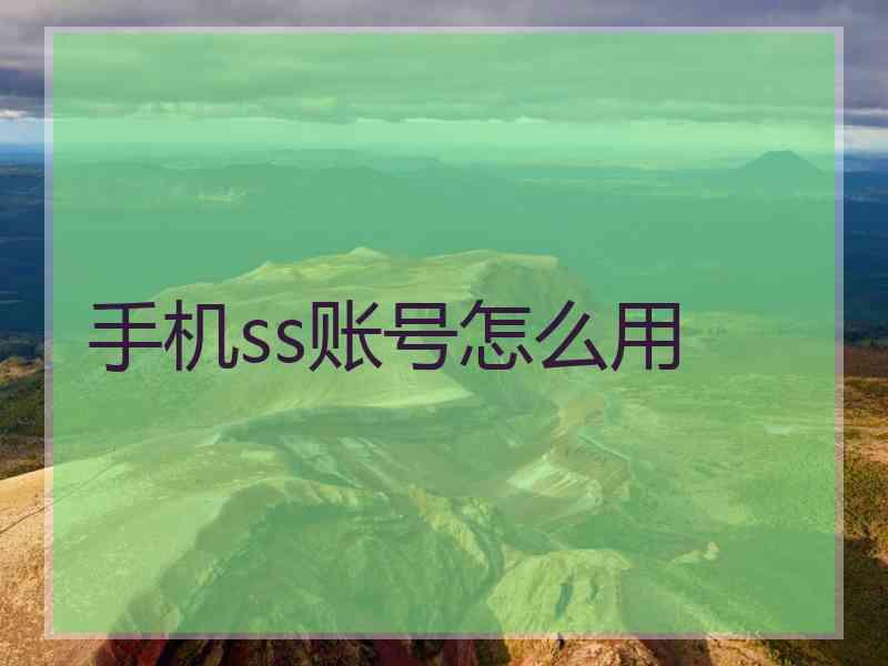 手机ss账号怎么用