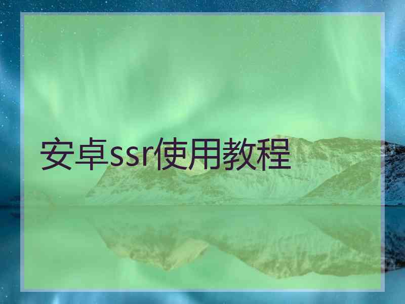安卓ssr使用教程