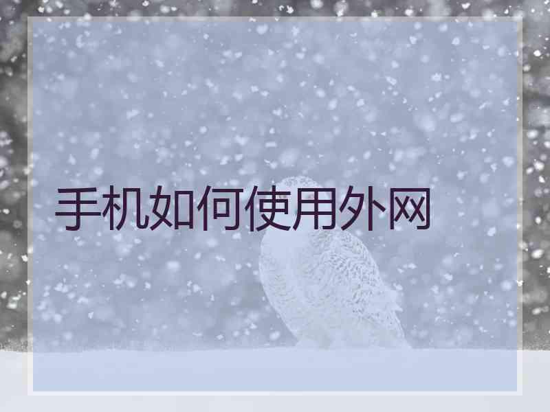 手机如何使用外网