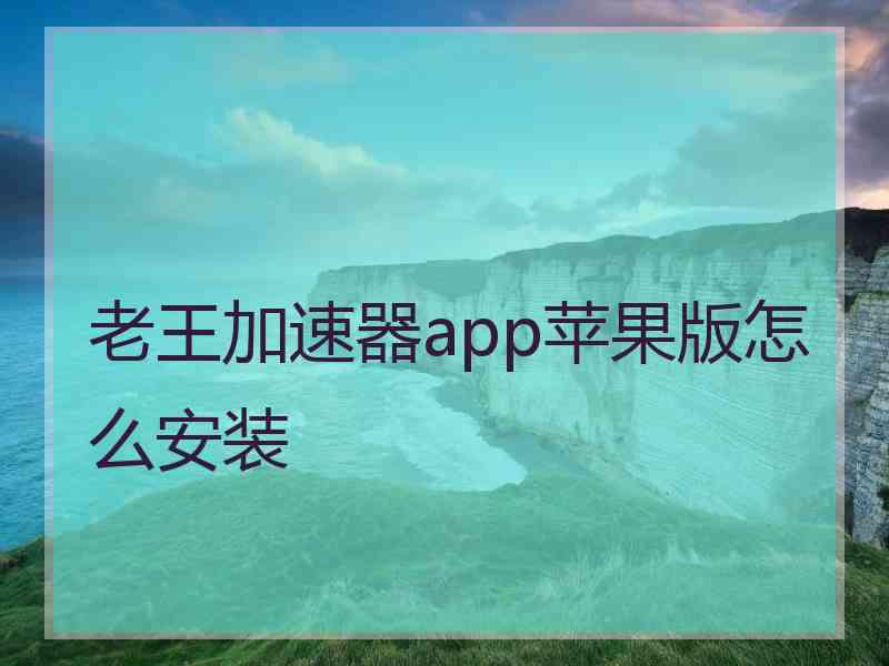 老王加速器app苹果版怎么安装