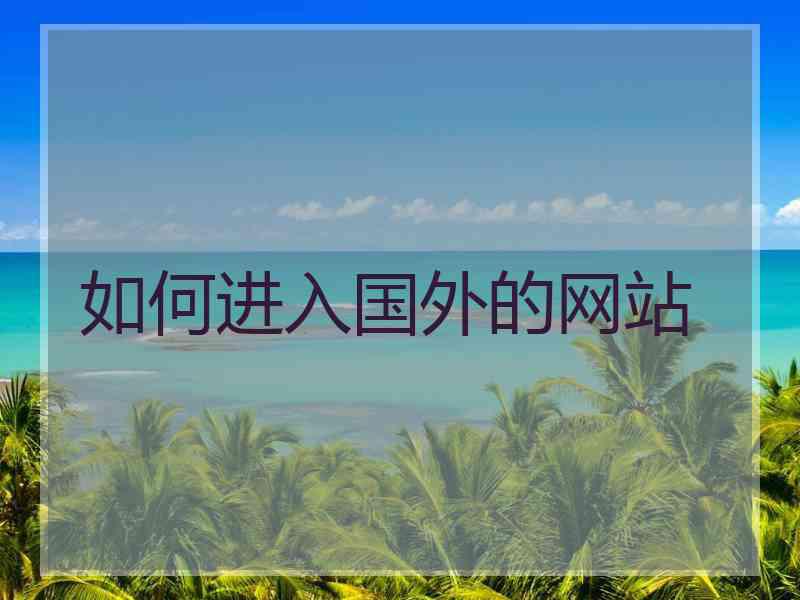 如何进入国外的网站